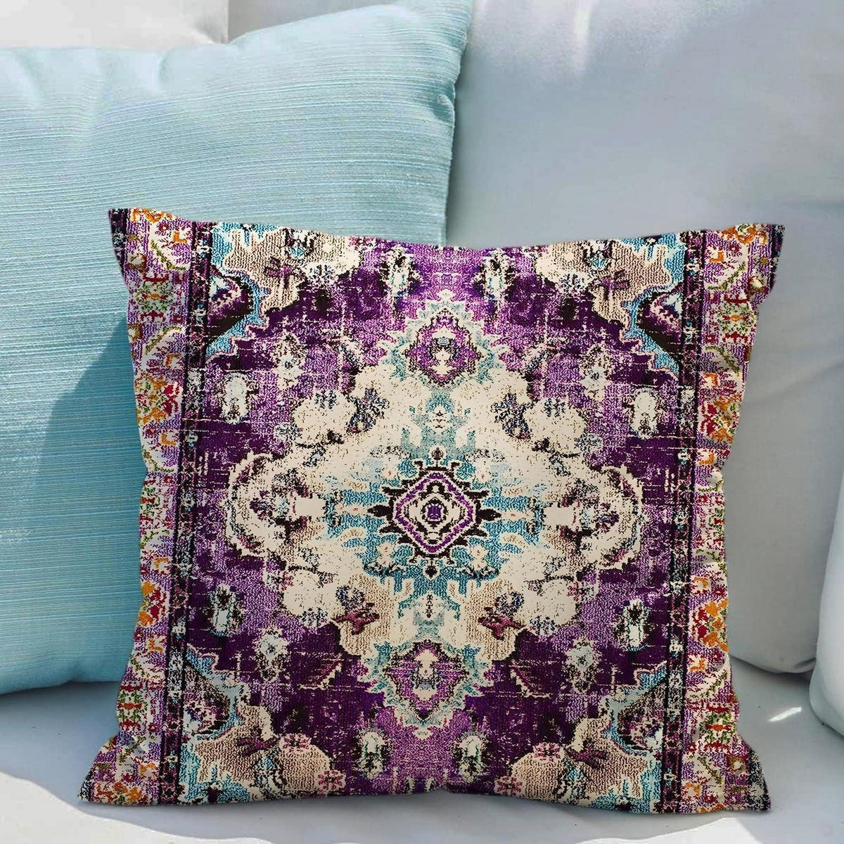 Boho Kissenbezüge 2er Set Samt 60x60 Lila Retro Dekor