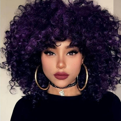 Afro Lila Locken Perücke – Synthetisch & Hitzebeständig