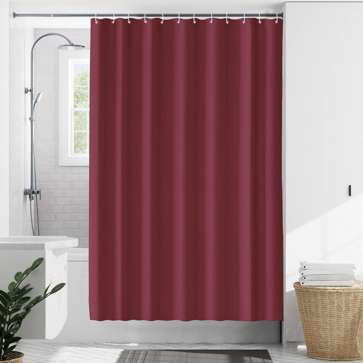 Duschvorhang wasserdicht 180x200 cm Dunkelrot mit Haken
