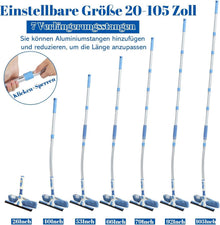 Teleskop Fensterputzer Set 2-in-1 mit 7 Verlängerungsstangen
