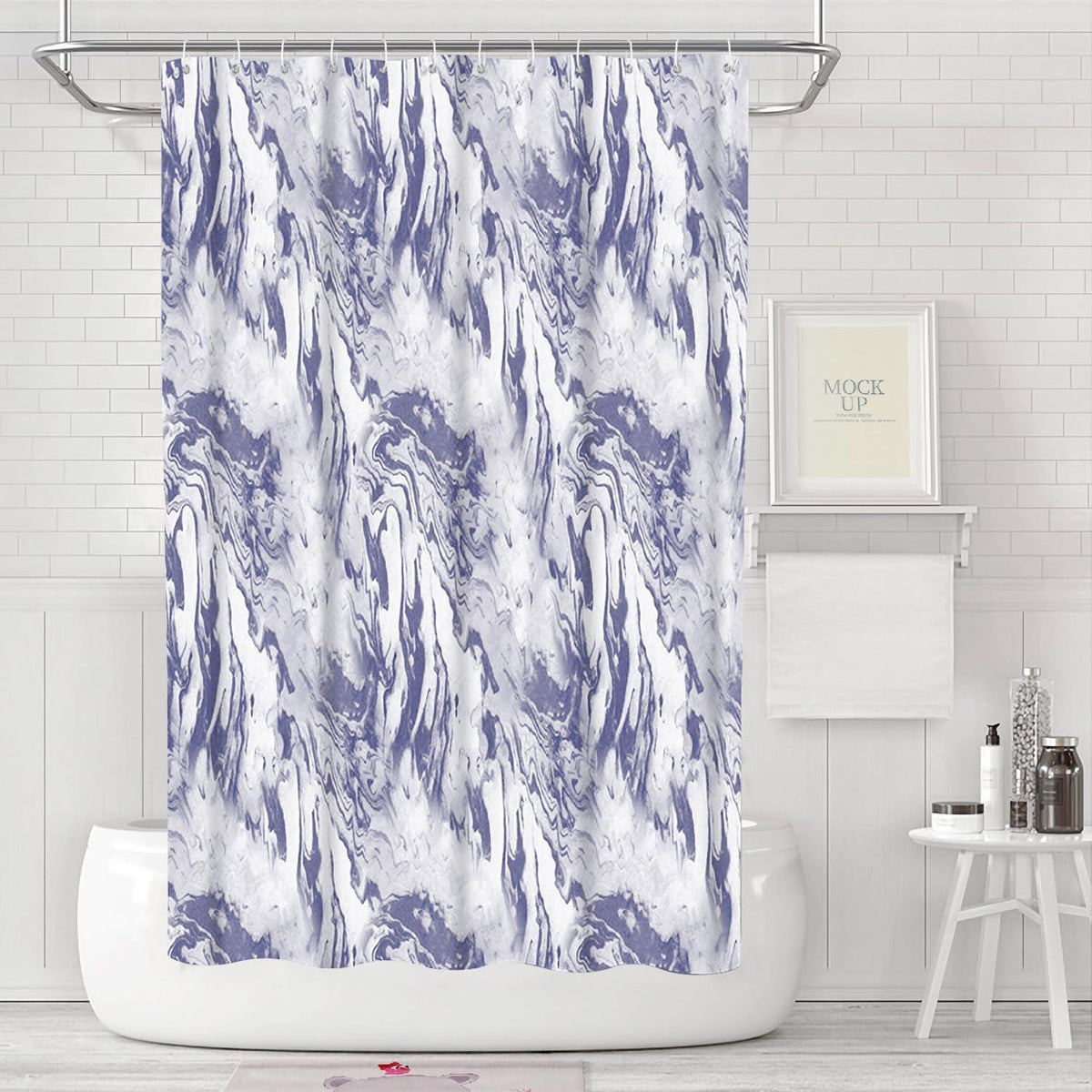 Badevorhang Duschvorhang Anti-schimmel Stoff Wasserdicht Waschbar Blau