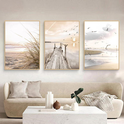 Poster Set 3er-Set Natur Strand Küsten Szenerie Wandbilder Boho Deko