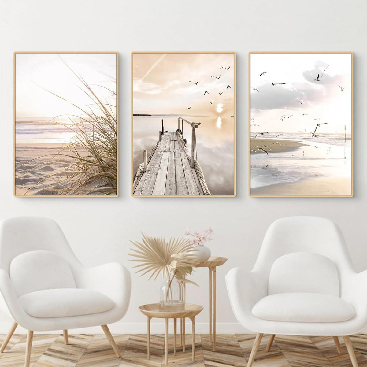 Poster Set 3er-Set Natur Strand Küsten Szenerie Wandbilder Boho Deko