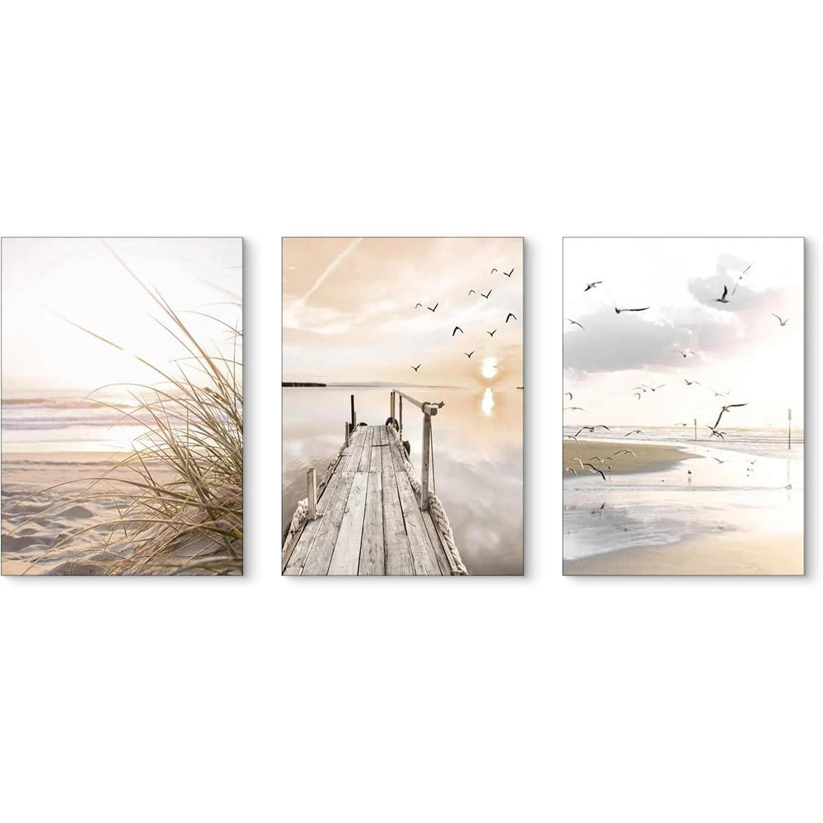 Poster Set 3er-Set Natur Strand Küsten Szenerie Wandbilder Boho Deko