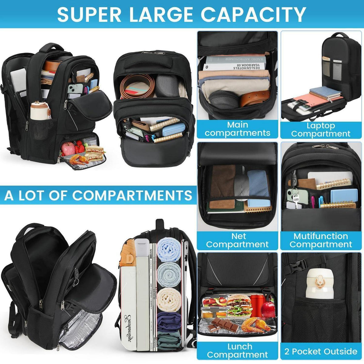 Laptop Rucksack 17.3 Zoll mit Lunchfach & TSA-Freigabe