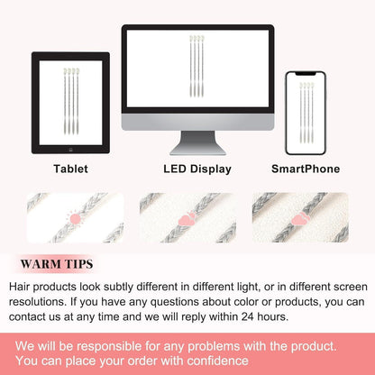 4 Zopf Haarverlängerung 35cm Silbergrau – Clip-In Zöpfe