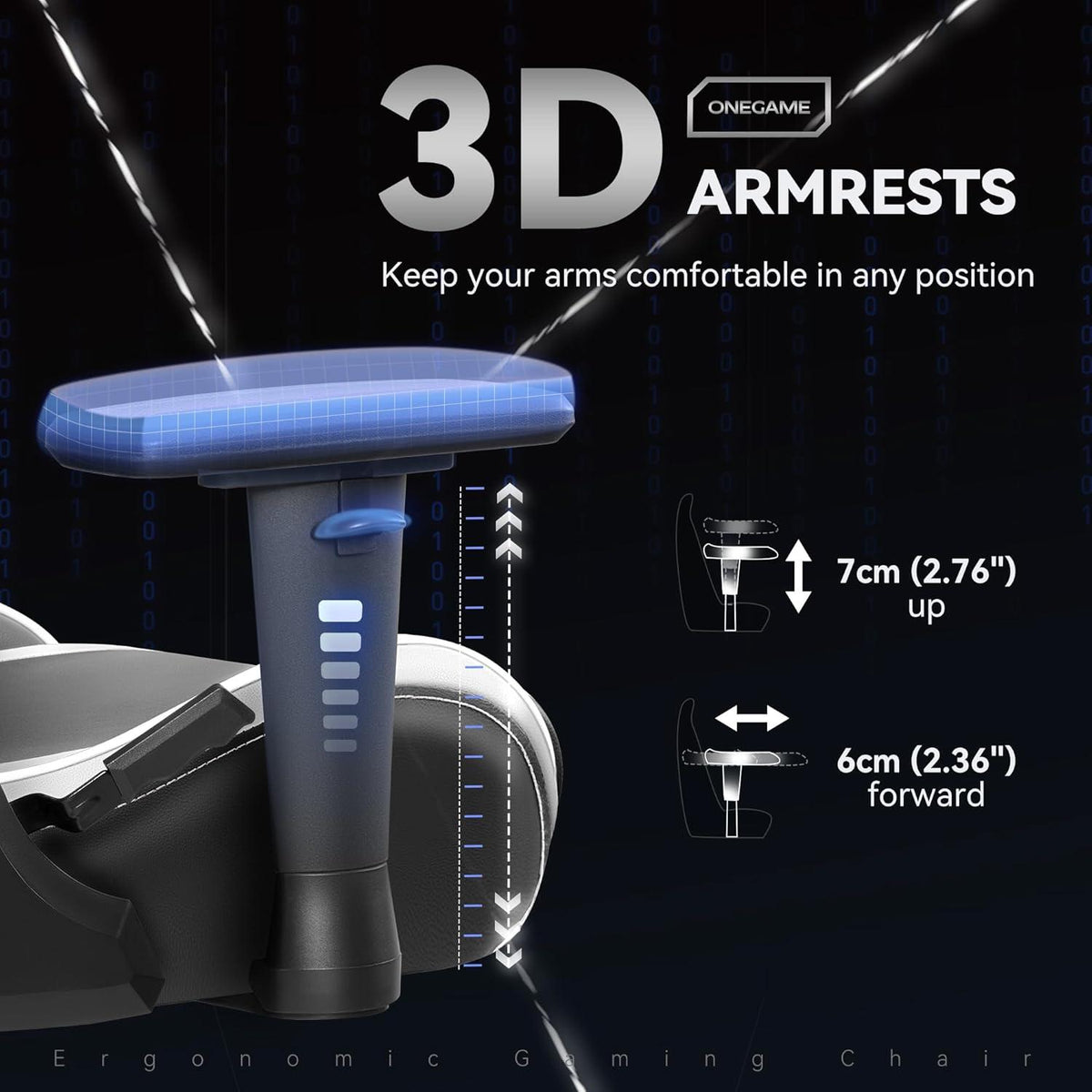 Ergonomischer Gamer Stuhl 3D Armlehnen höhenverstellbar Rückenlehne