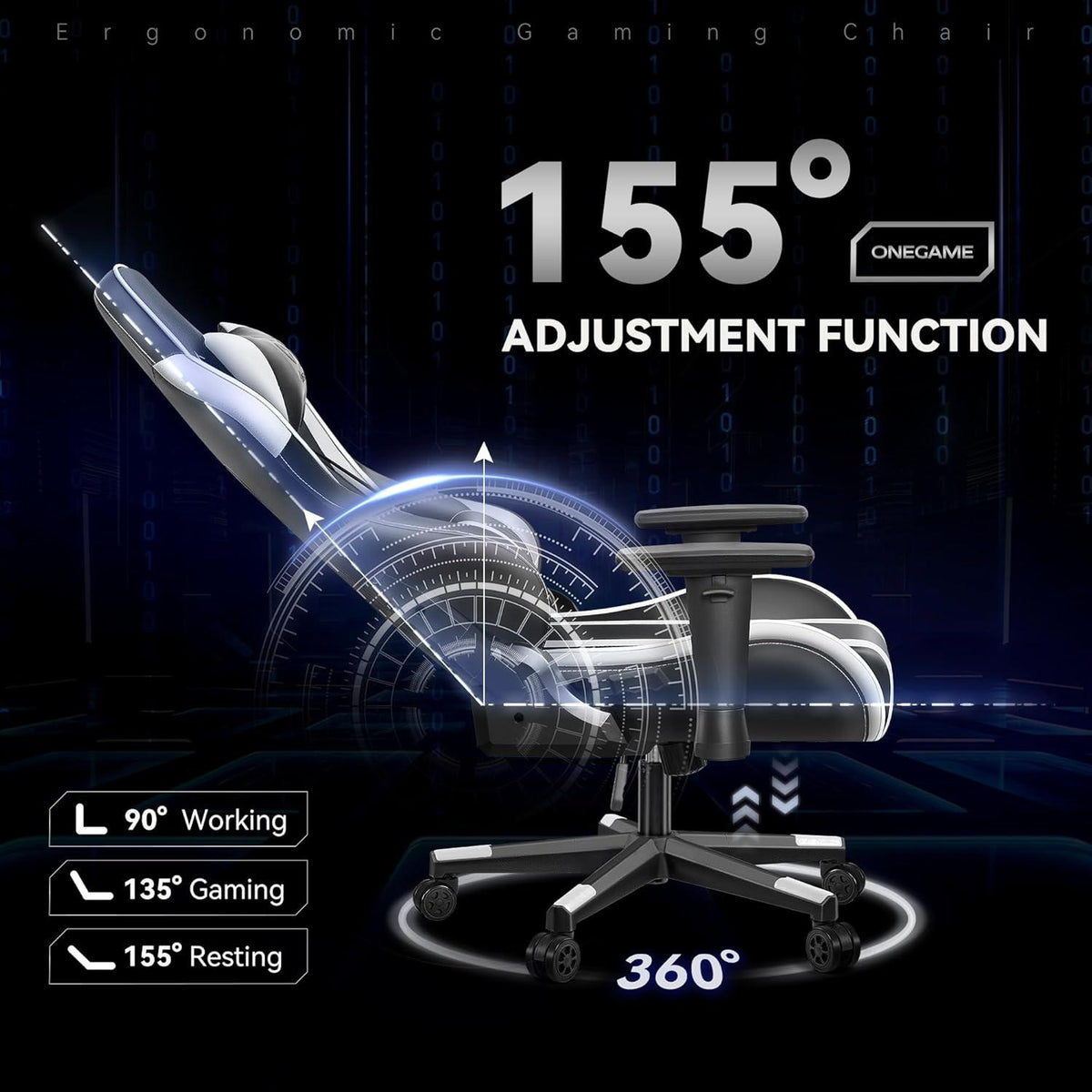 Ergonomischer Gamingstuhl 3D Armlehnen Bürostuhl höhenverstellbar 150KG