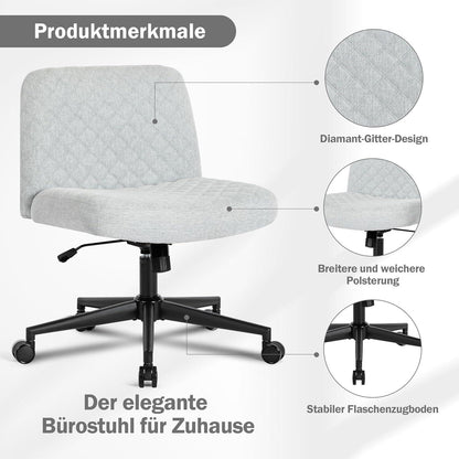 Fantasylab Bürostuhl ohne Armlehnen Home Office Stuhl Räder Ergonomisch