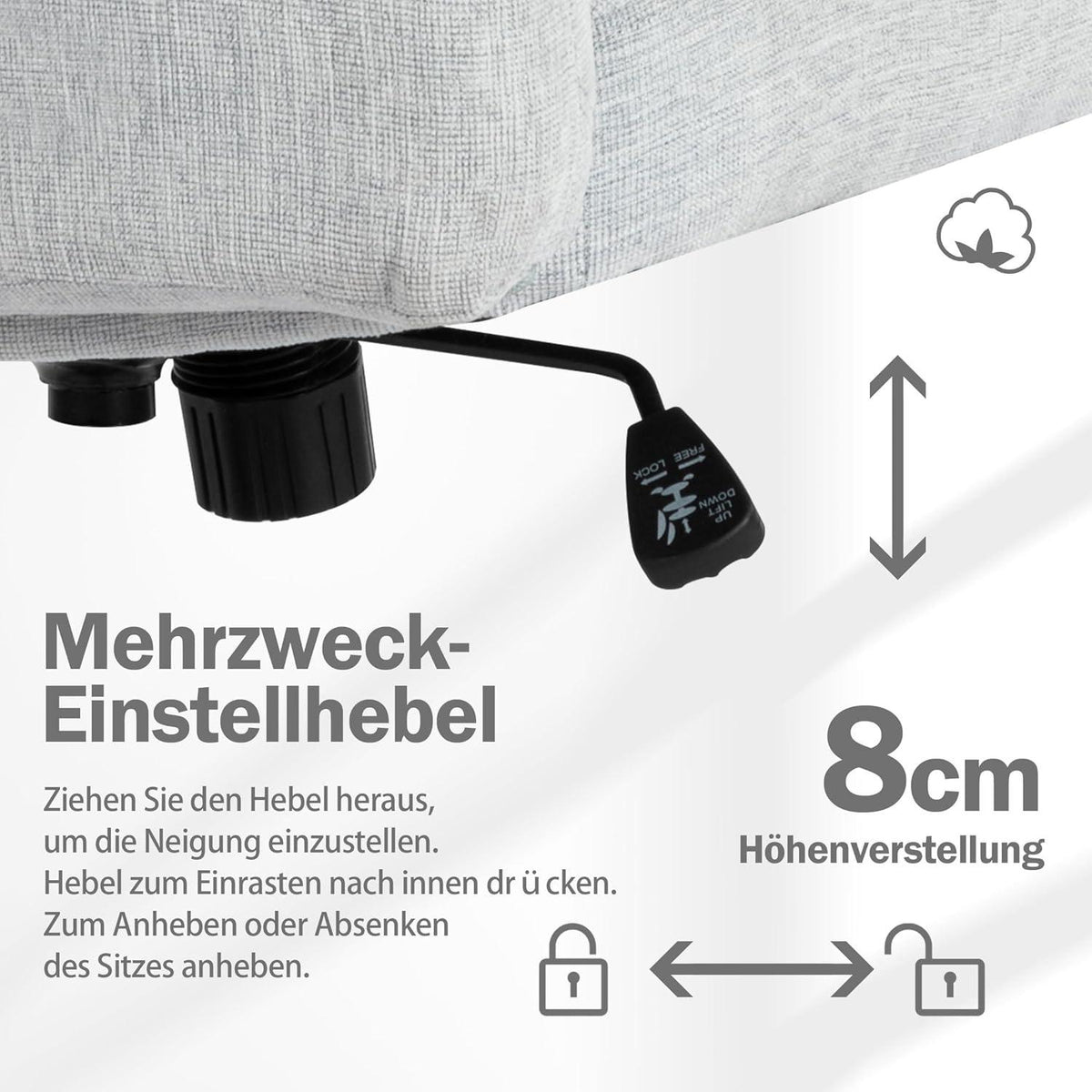 Fantasylab Bürostuhl Ohne Armlehnen mit Rädern, Heavy Duty Metallbasis
