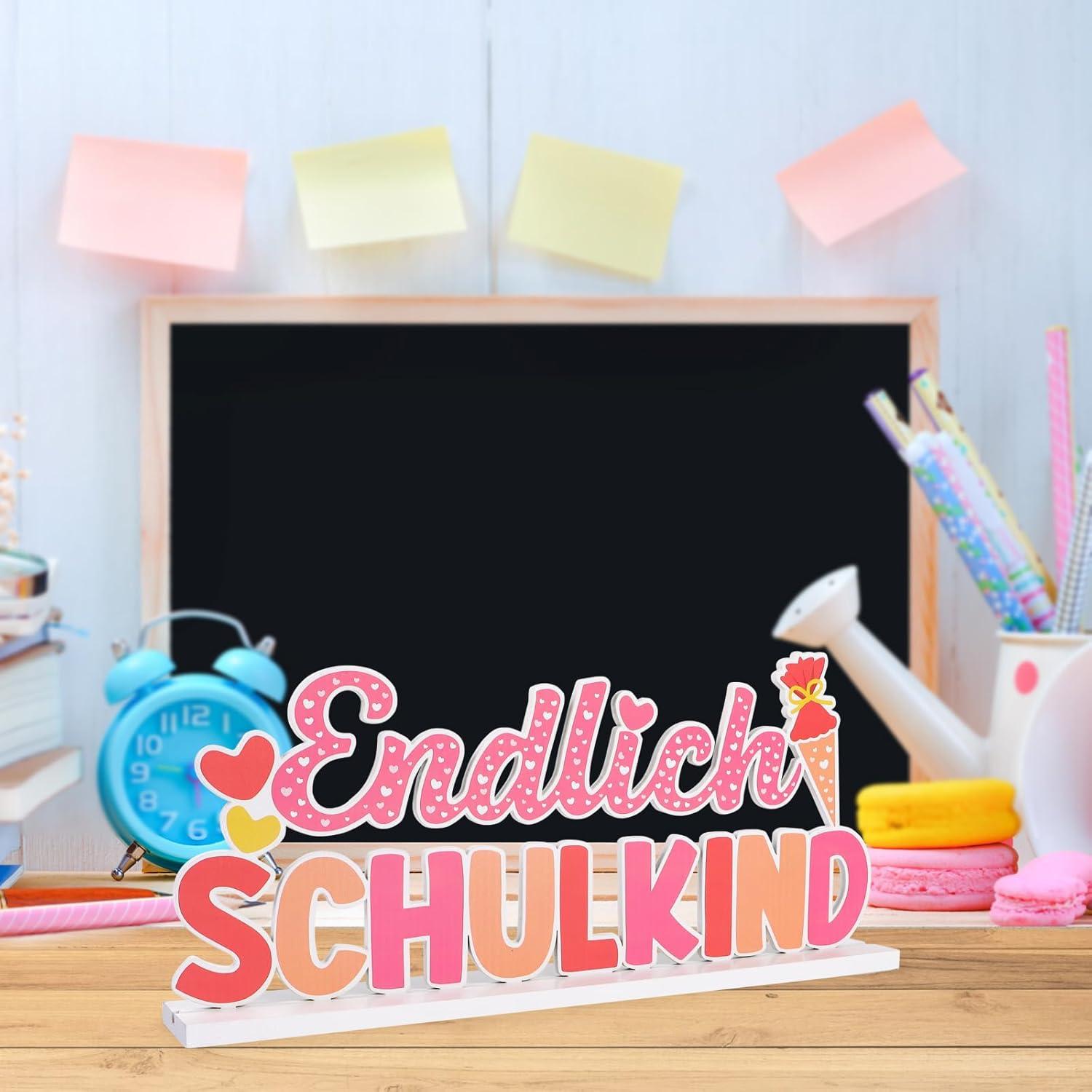 Tischdeko Einschulung Mädchen Rosa Schulanfang Deko Holzschriftzug