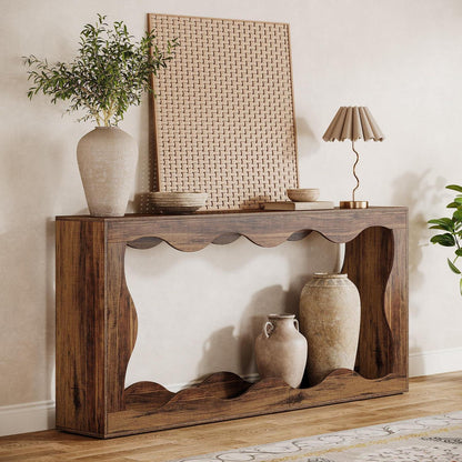 Landhaus Konsolentisch 160cm mit Stauraum & Wellendesign