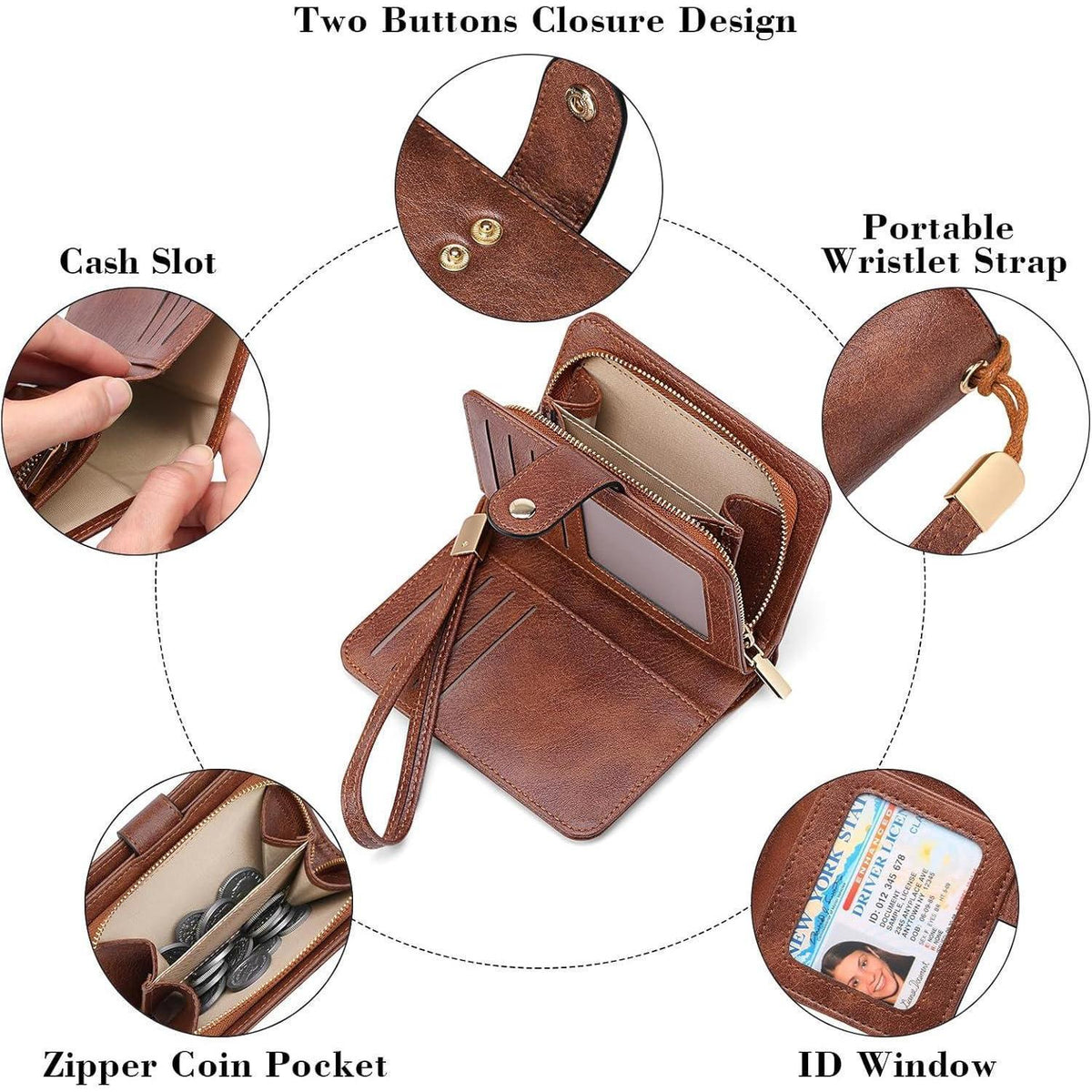 Damen Portemonnaie mit RFID-Schutz, Retro-Braun