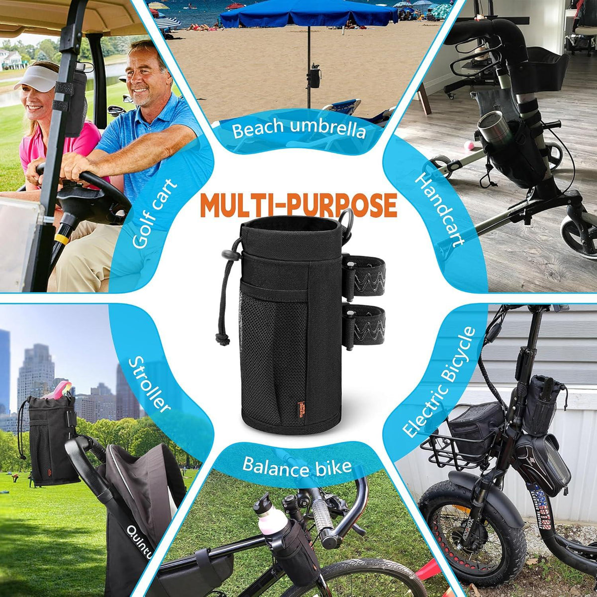 Bike Bottle Holder 2 Pcs 24oz Black UTV ATV Cup Holder Water Bottle