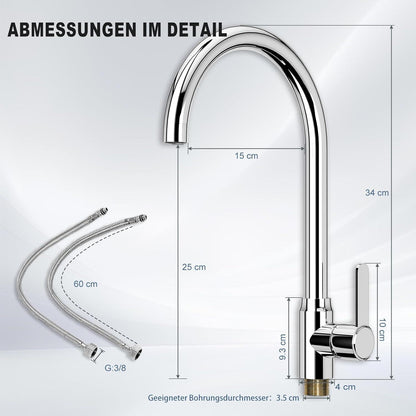 Küchenarmatur Edelstahl mit 360° Drehung - Hygienisch & sicher