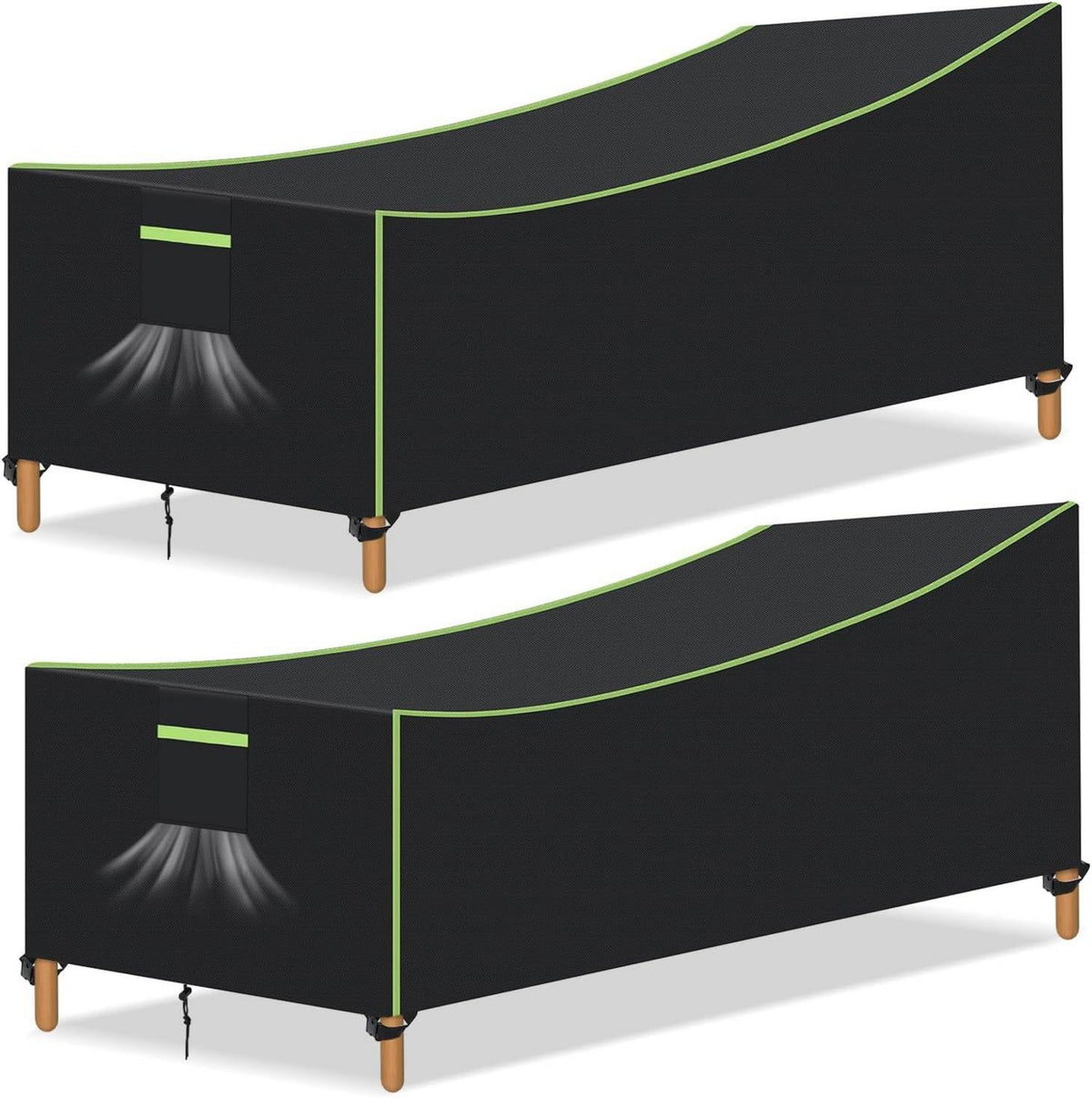 Gartenliege Abdeckung 2 STK wasserdicht 200x75x40/70cm Oxford Schwarz