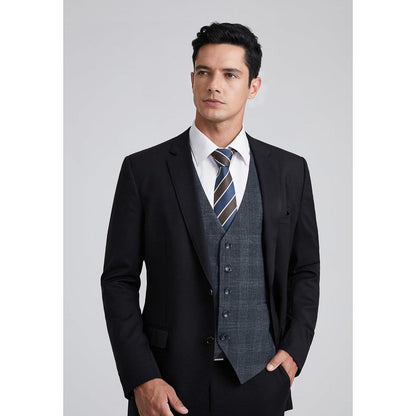 Herren Weste Kariert Baumwolle V-Ausschnitt Marineblau XL