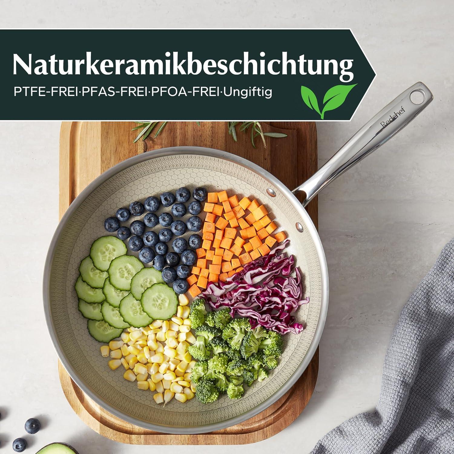 Redchef Bratpfanne Wabenstruktur 24 cm Antihaft + Kratzfest PFTE PFAS PFOA frei Induktion