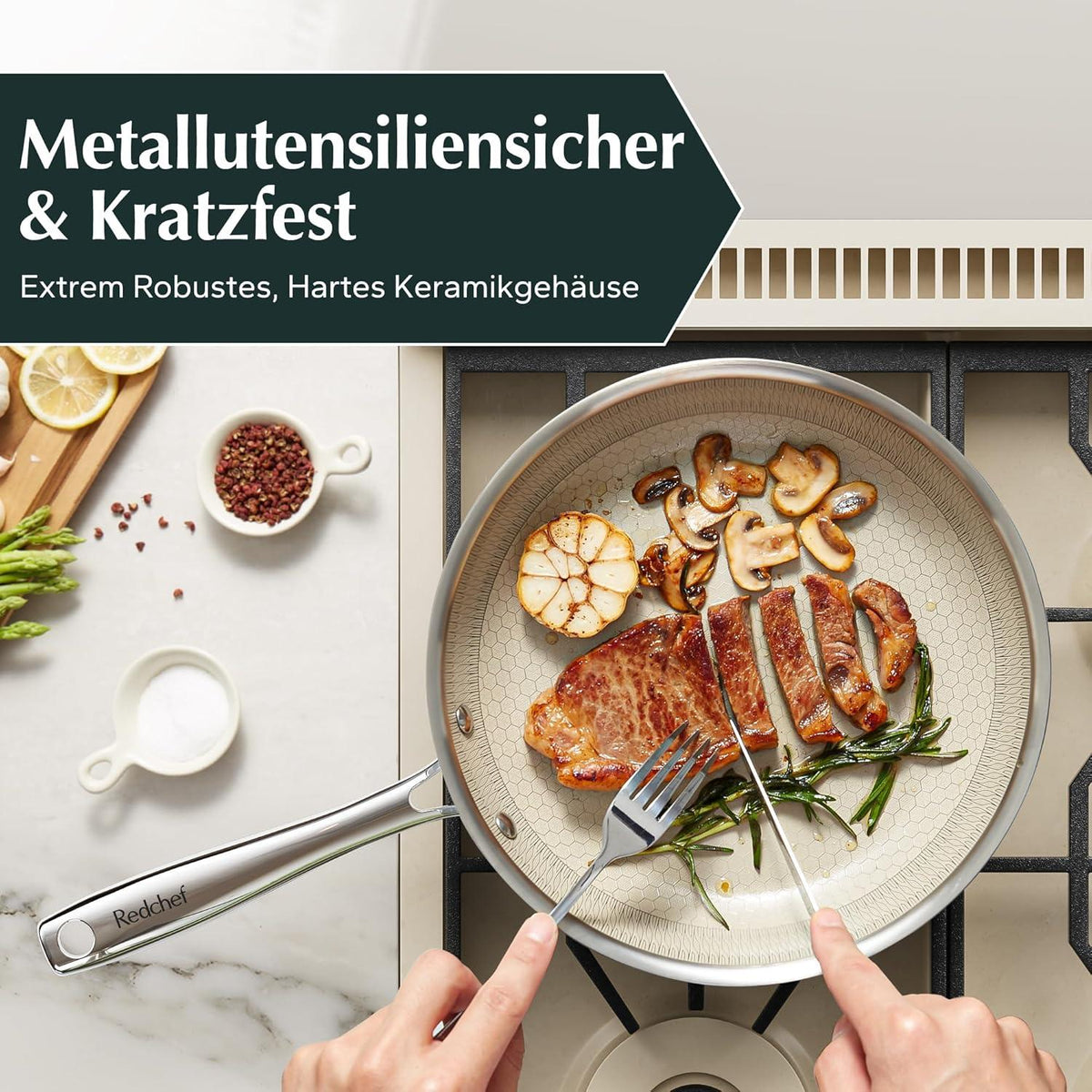 Pfannenset Keramik Wabenstruktur 3-teilig 24 20 28cm Edelstahlpfanne