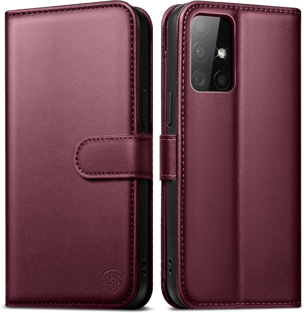 Samsung Galaxy A51 Handyhülle Weinrot mit RFID Schutz & Standfunktion