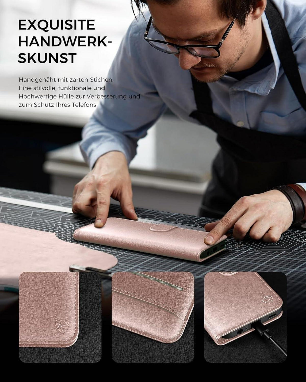 iPhone SE 2020/2022 Hülle Panzer Schutz Glas RFID Roségold