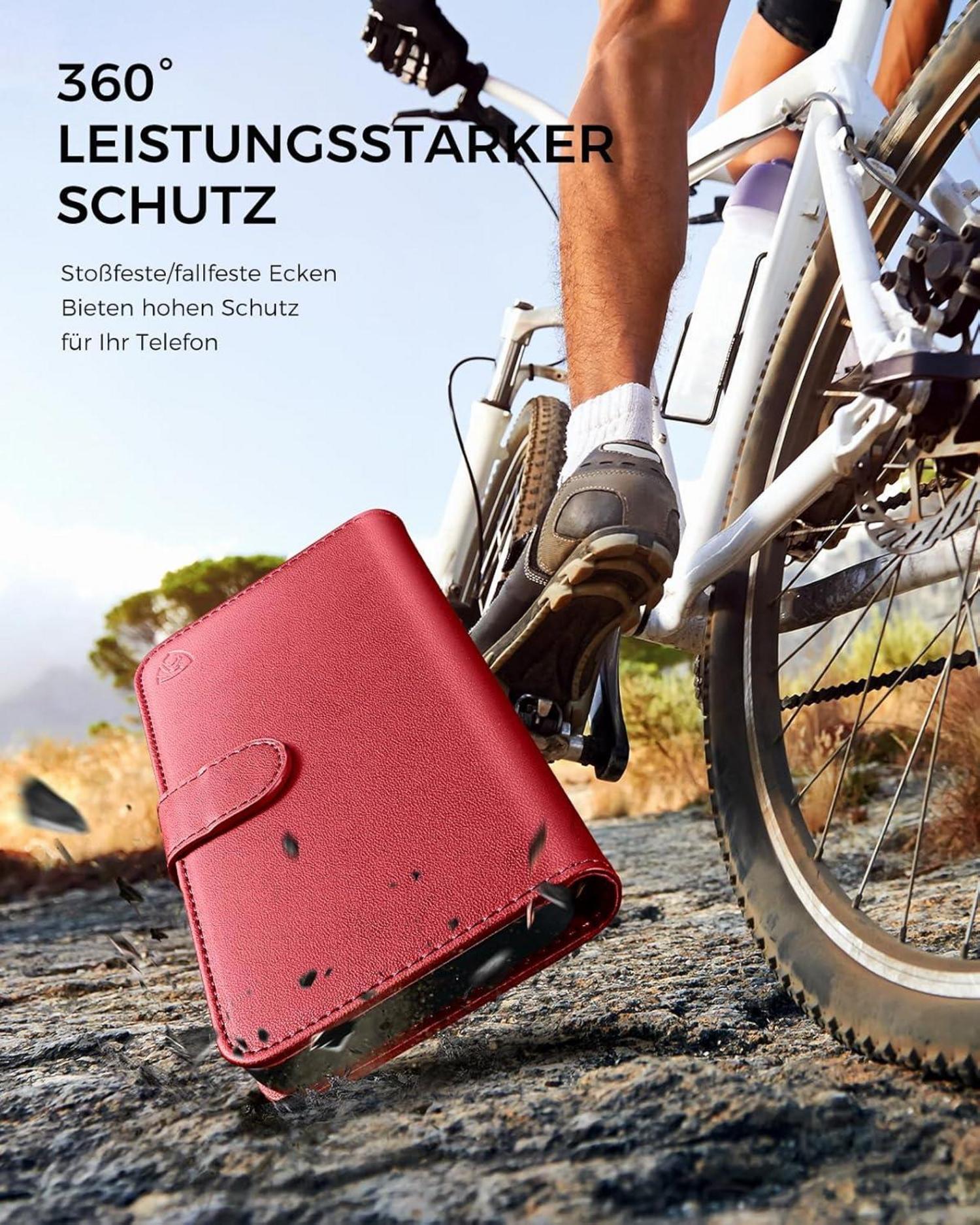 Samsung Galaxy A15 Klapphülle Rot mit Standfunktion & RFID Blocker