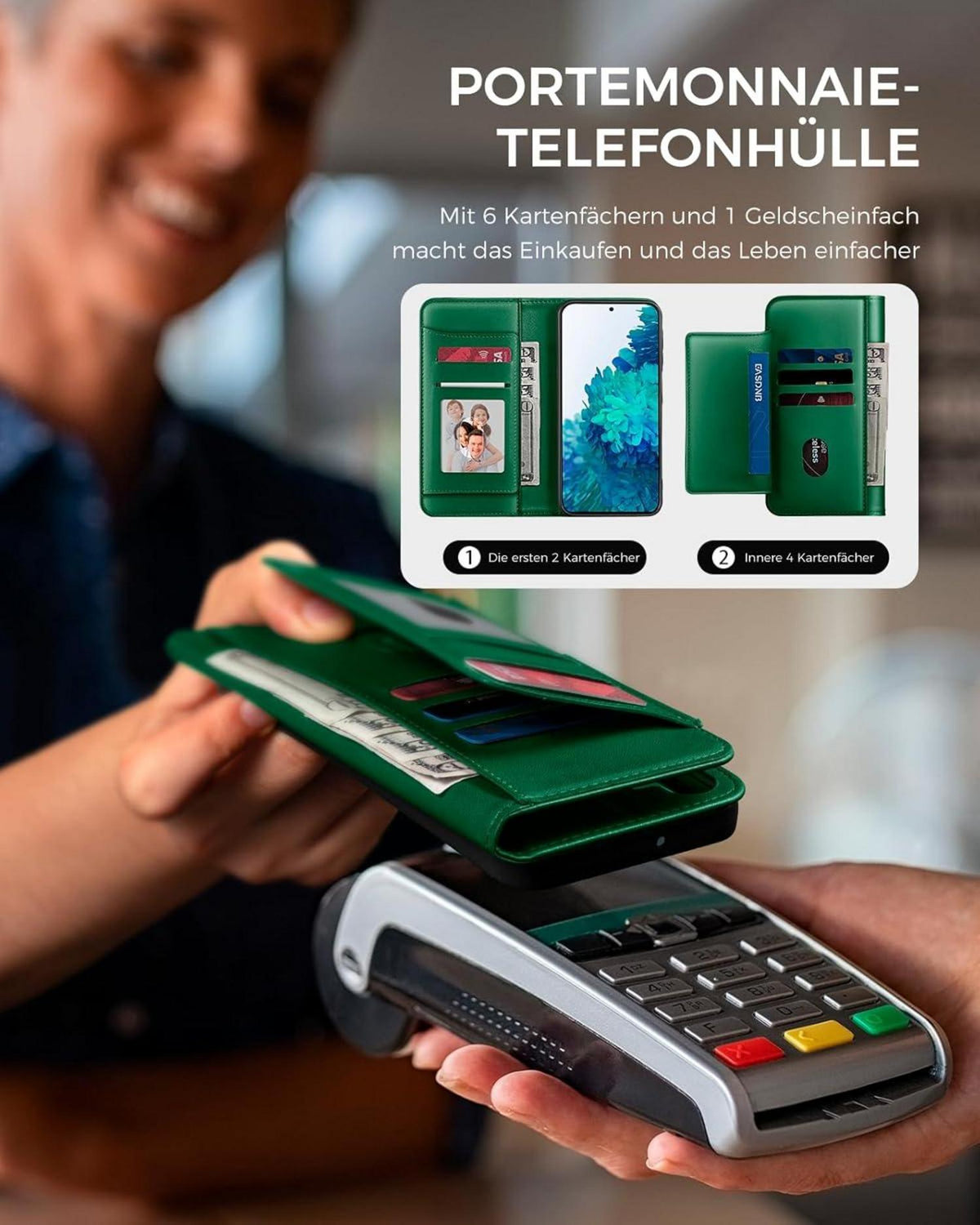 Handyhülle Samsung Galaxy S20 FE Panzer Schutz Glas Kartenfächer RFID