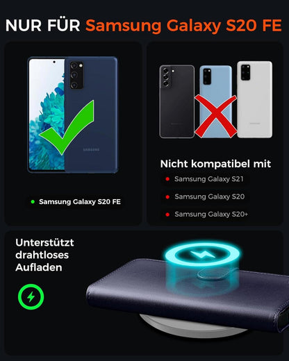 Schlanke Samsung S20 FE Handyhülle RFID Kartenfächer Blau