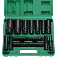 15tlg Schlagschrauber Nüsse Set 1/2" 8-32mm Tief, Sechskant Kraft-Steckschlüssel