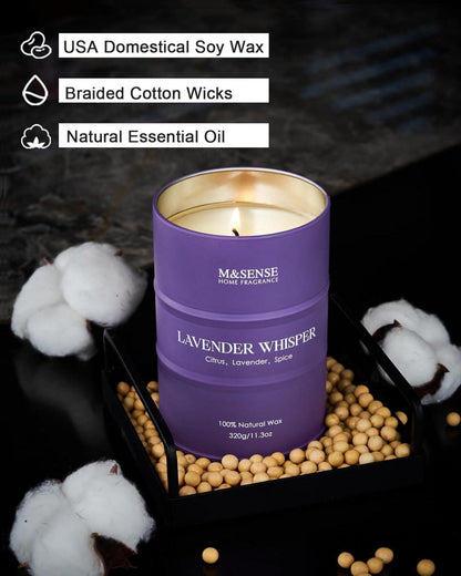 Lavendel Duftkerze 320g 70 Stunden brennend Aromatherapie für Stress
