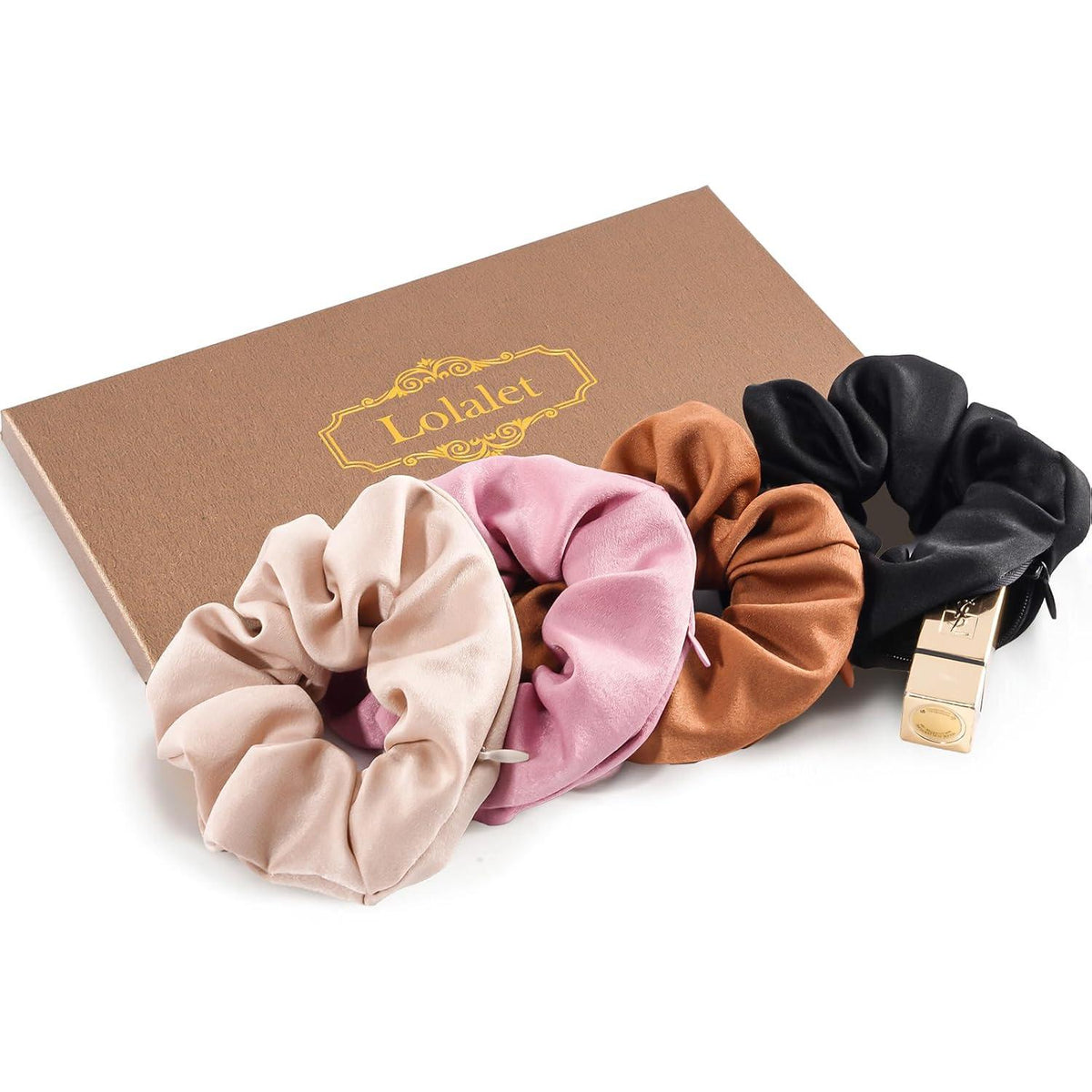 Stylische Scrunchies mit versteckten Taschen für Damen, 4er-Pack