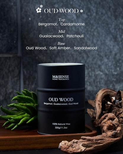 M&SENSE Oud Holz Duftkerze Sojawachs 320g Geschenk Männer