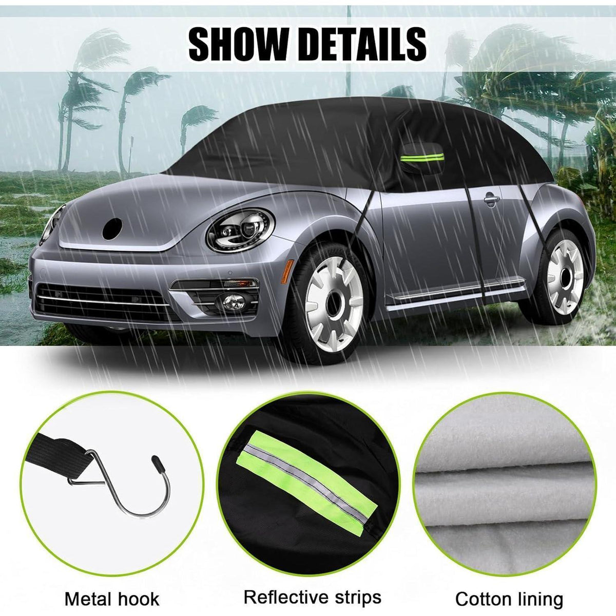 Autoabdeckung Halb VW Beetle 1998-2019 Wasserdicht & UV-Beständig
