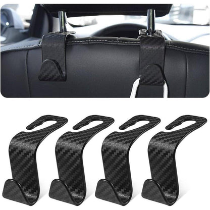 Kopfstützenhaken für Auto, 4er Set, Kohlefaser-Optik