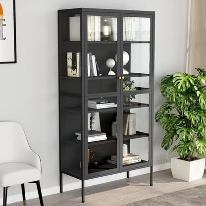 Glasvitrine Anthrazit 90x40x180 cm – Stahl & Verstellbare Böden