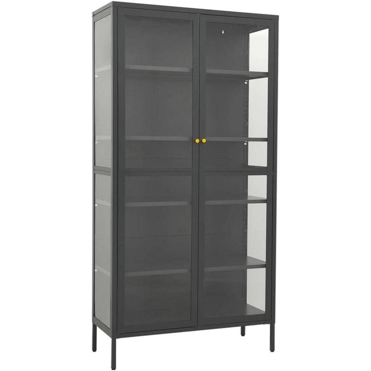 Glasvitrine Anthrazit 90x40x180 cm – Stahl & Verstellbare Böden