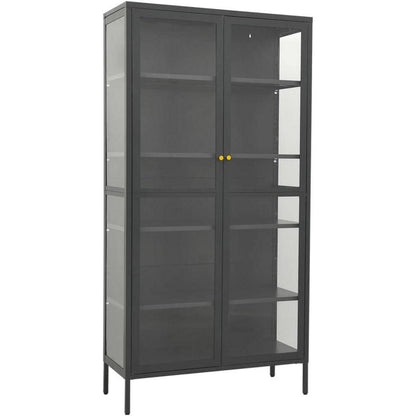 Glasvitrine Anthrazit 90x40x180 cm – Stahl & Verstellbare Böden