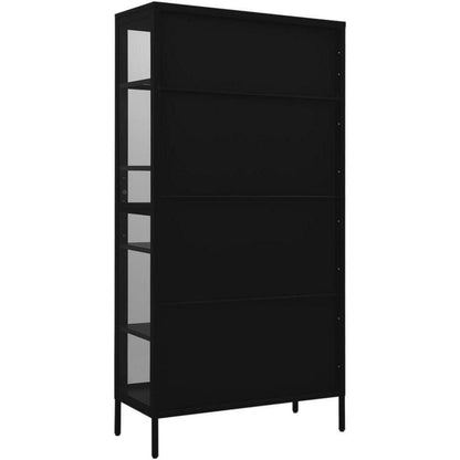 Glasvitrine Schwarz 90x40x180 cm – Stahlrahmen