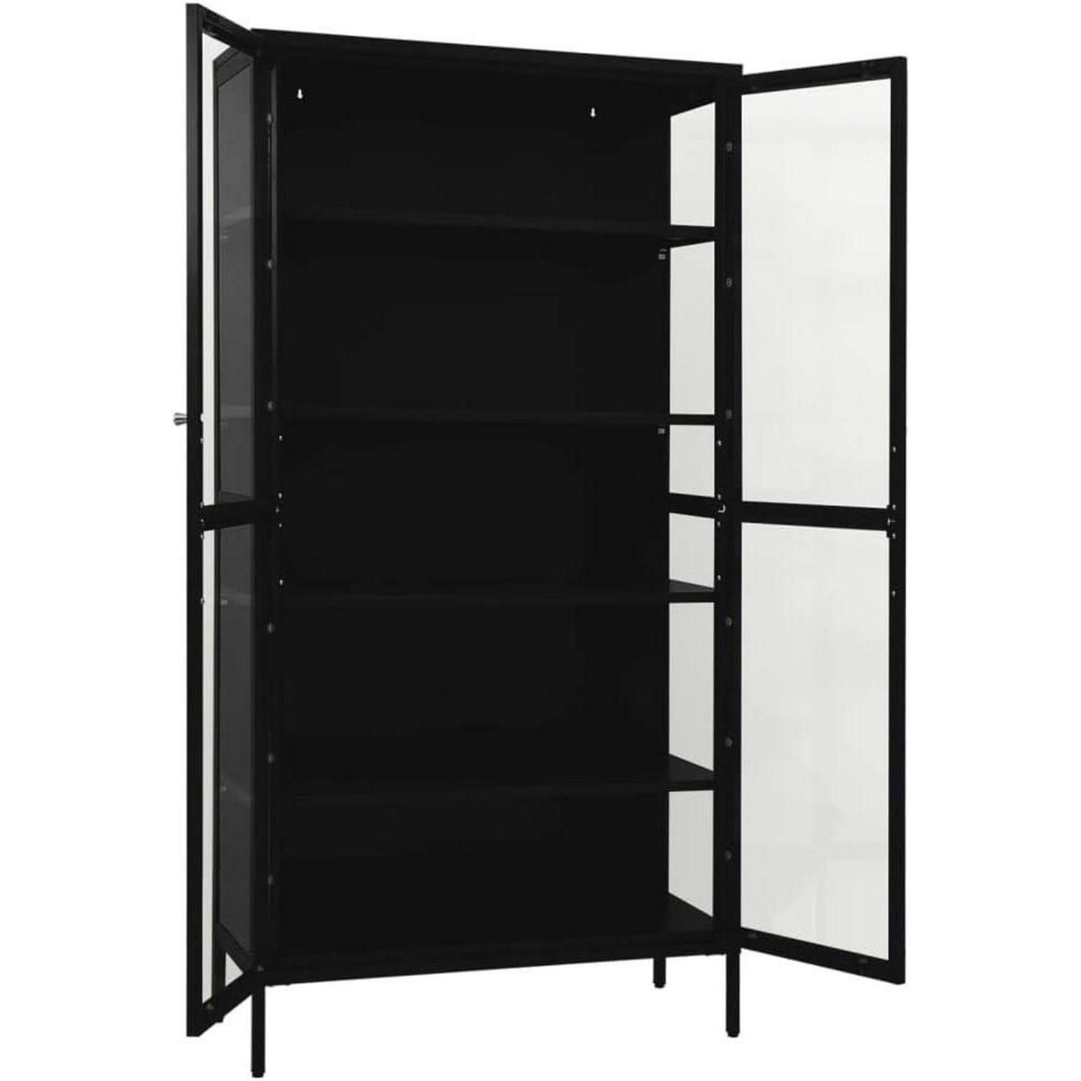 Glasvitrine Schwarz 90x40x180 cm – Stahlrahmen