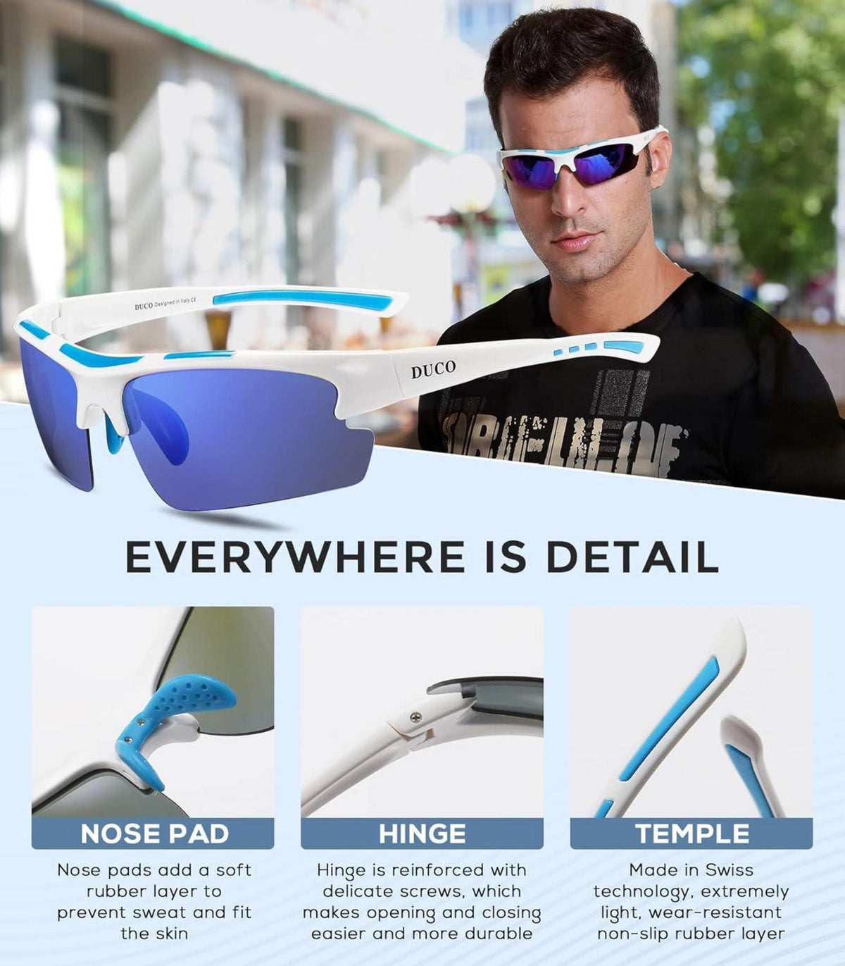 Polarisierte Sportsonnenbrille TR90 Rahmen für Fahrrad Angeln Golf UV400