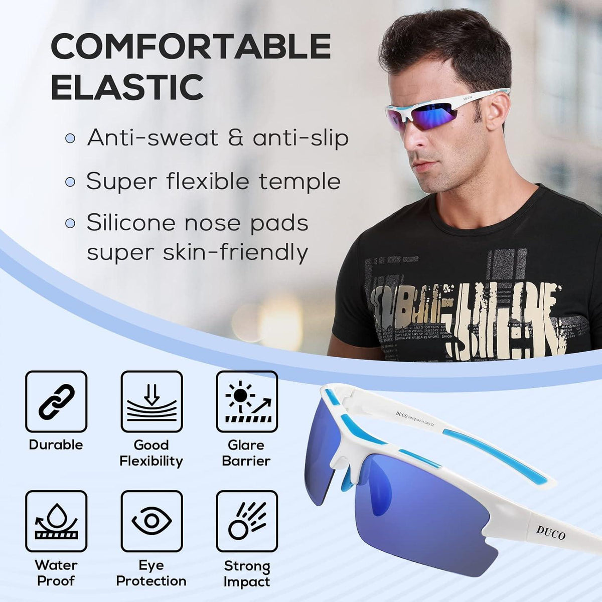 Herren Sport Sonnenbrille Polarisiert für Fahrrad Angeln Golf TR90