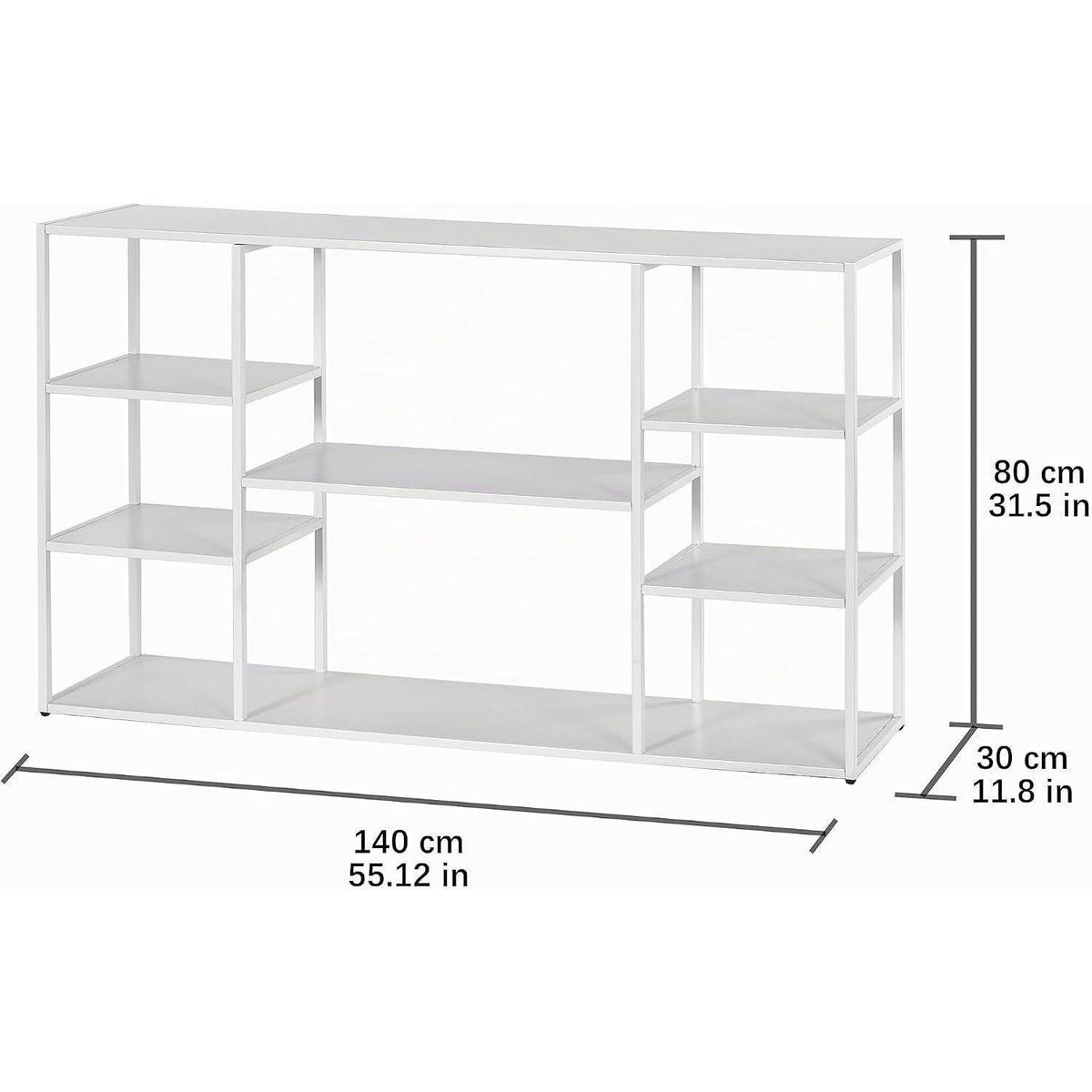 140cm Langer Konsolentisch mit Regalen – Weiß, Modern & Vielseitig