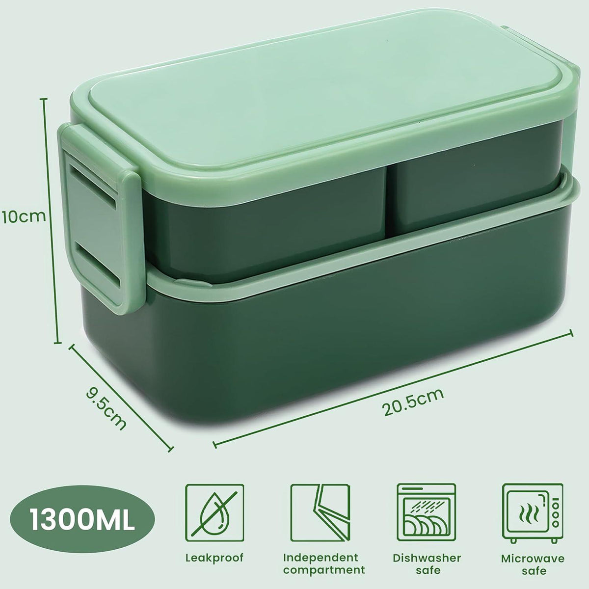 Bugucat Brotdose Kinder 1300ML 2in1 Lunchbox 3 Fächer