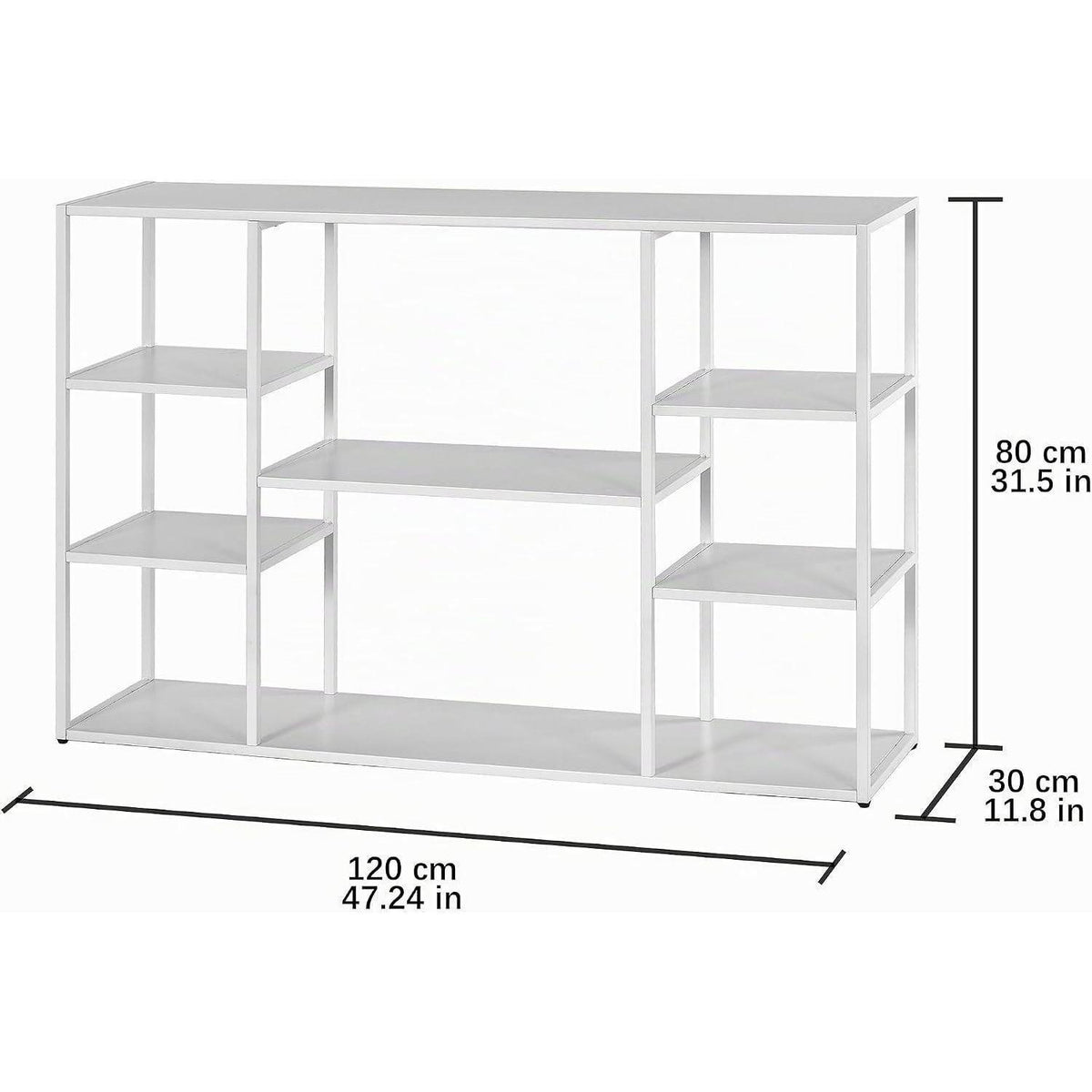 120cm Langer Konsolentisch mit Regalen – Weiß, Modern & Vielseitig
