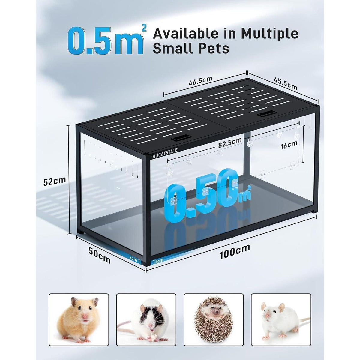 Großer Hamsterkäfig 100cm Stapelbar mit tiefer Einstreu-Basis Schwarz
