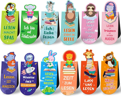 Magnetische Tiere Lesezeichen Kinder 12 Stück inkl. Sprüchen