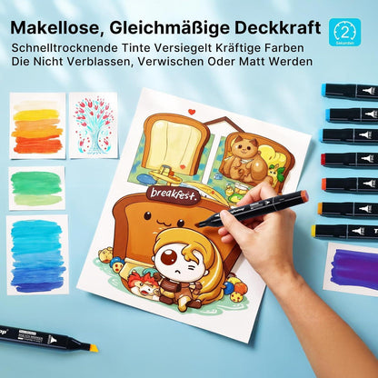 120er Marker Stifte Set – Alkohol-Marker, Doppelspitze