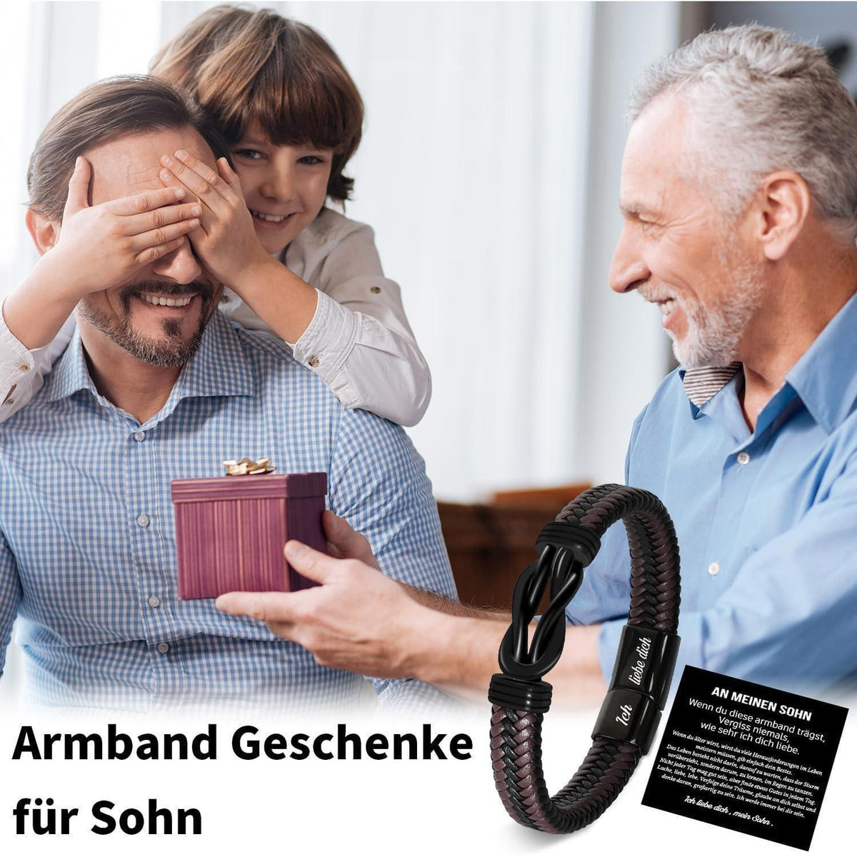 Armband "Ich Liebe Dich" - Geschenk für Sohn in Lederoptik