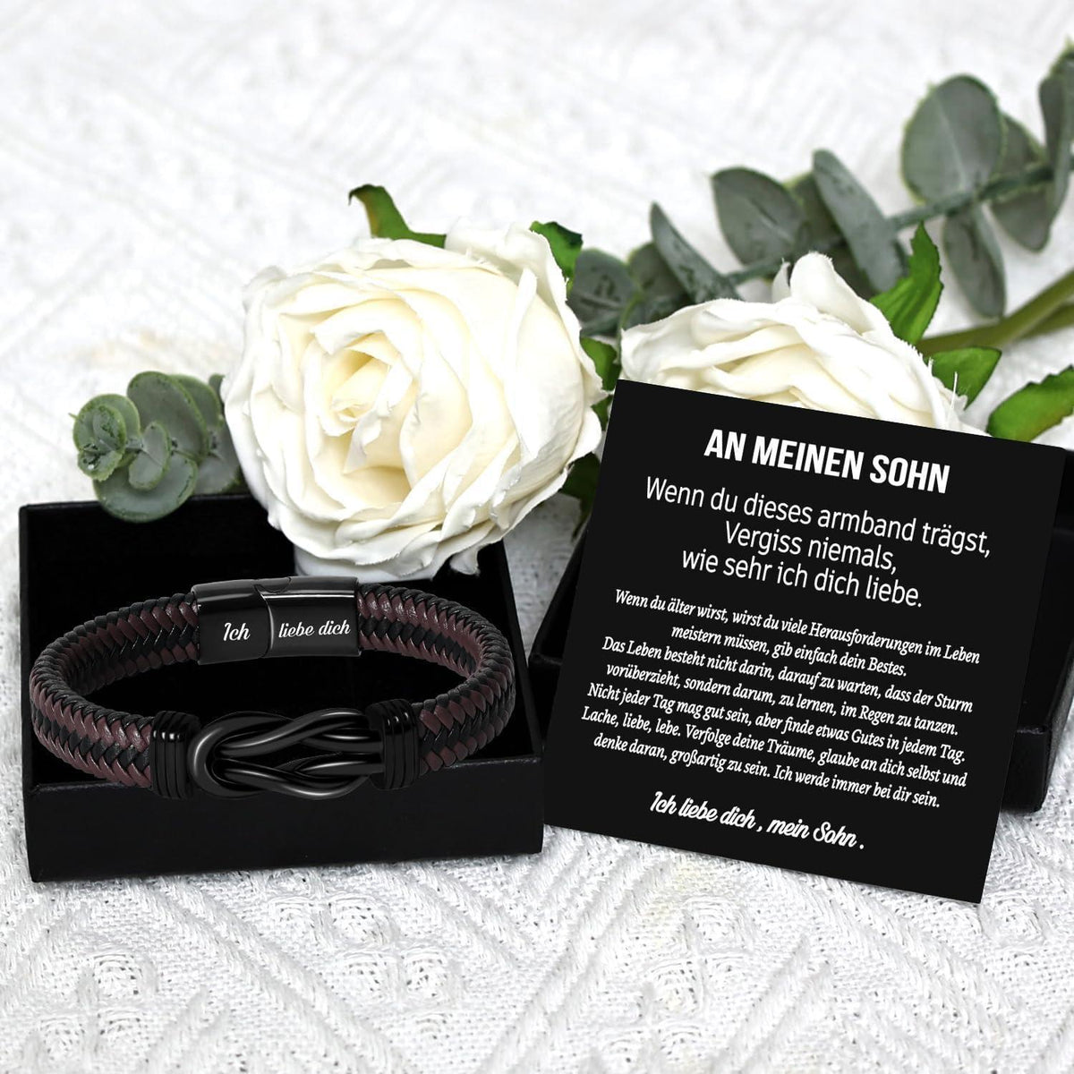 Armband "Ich Liebe Dich" - Geschenk für Sohn in Lederoptik