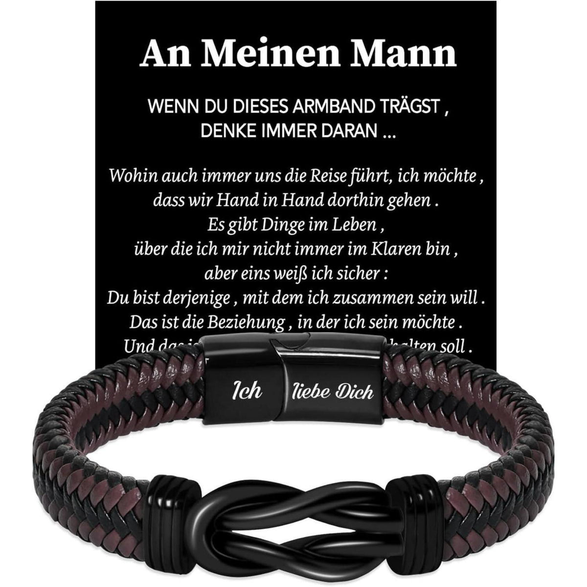 Armband "Ich liebe dich" - Geschenk für Ihn in Lederoptik